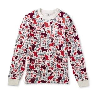 Tea Collection Scandinavian Animals Goodnight Pajama Top Adult Unisex